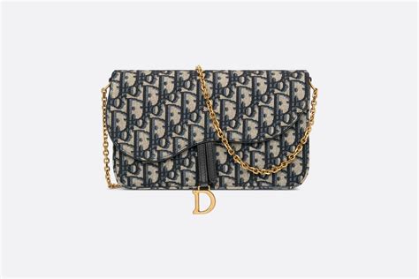 saddle pouch with chain blue dior oblique jacquard|christian Dior saddle bag blue.